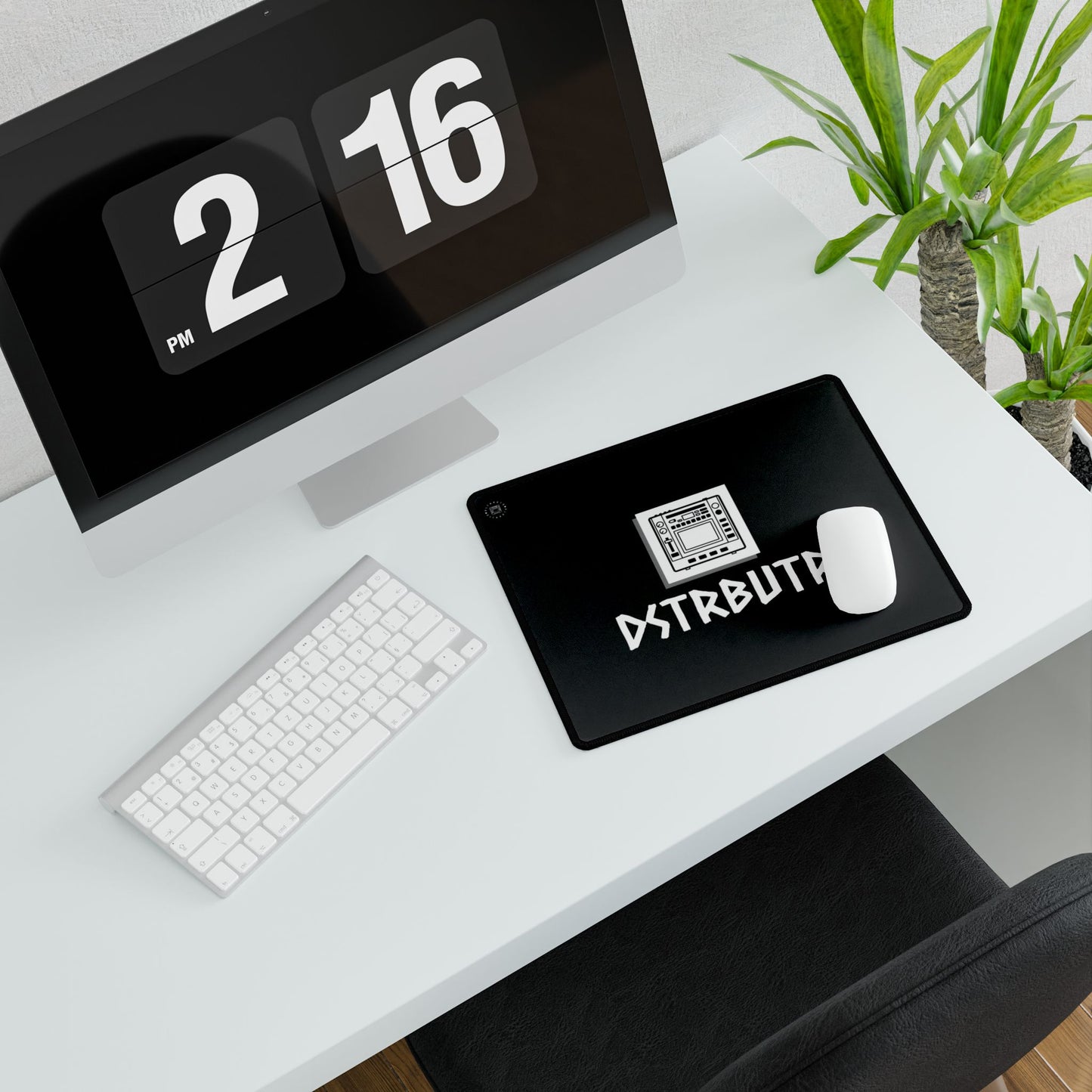DSTRBUTR Gaming Desk Mat - Black with White