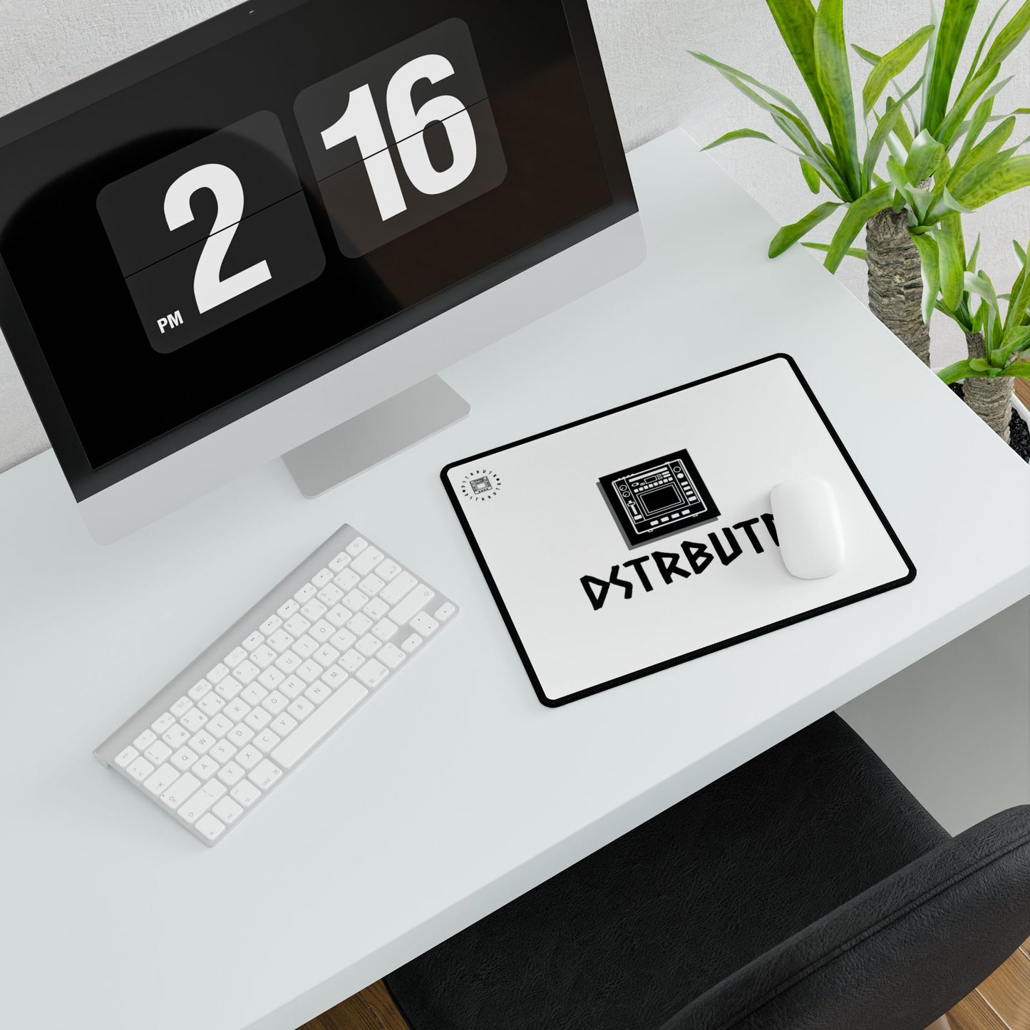 DSTRBUTR Gaming Desk Mat - White with Black