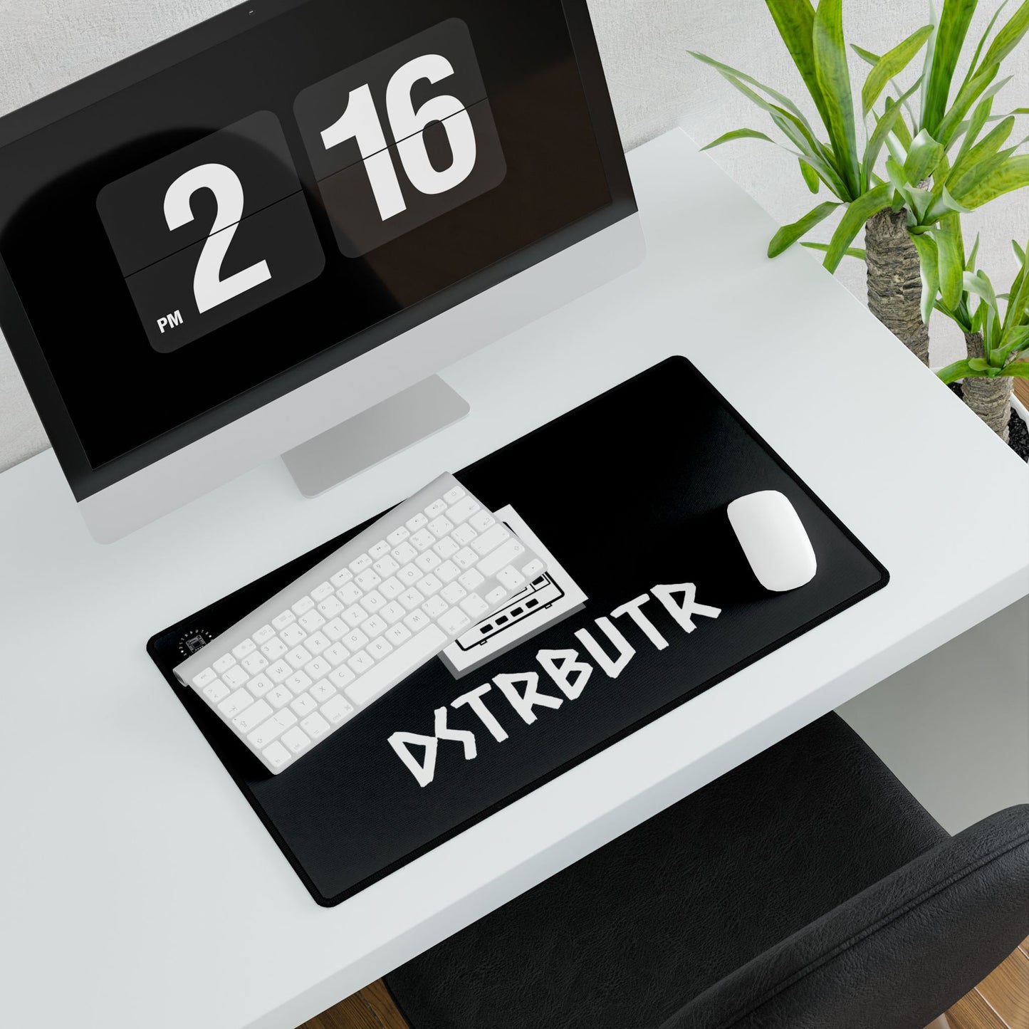 DSTRBUTR Gaming Desk Mat - Black with White