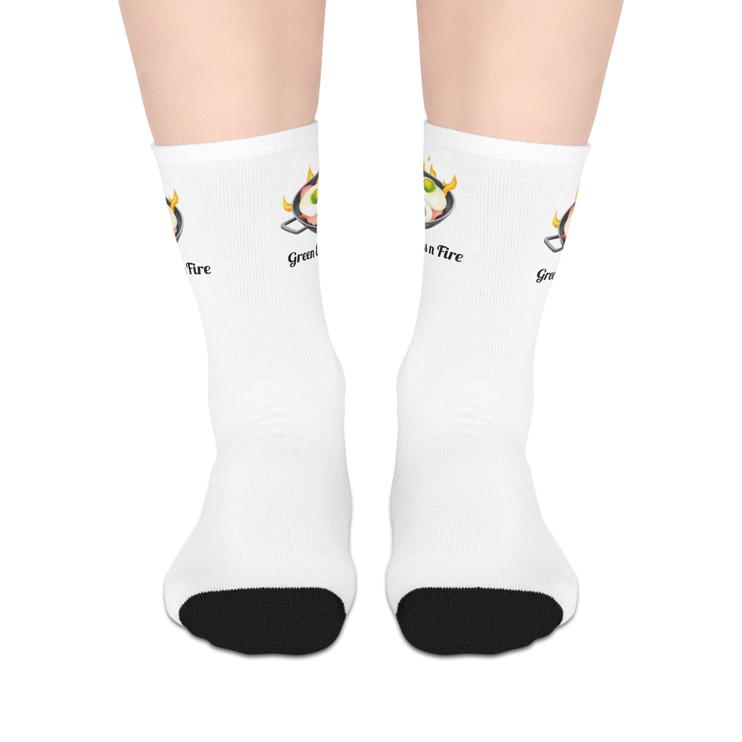 Green Eggs n Fire Mid Length Socks