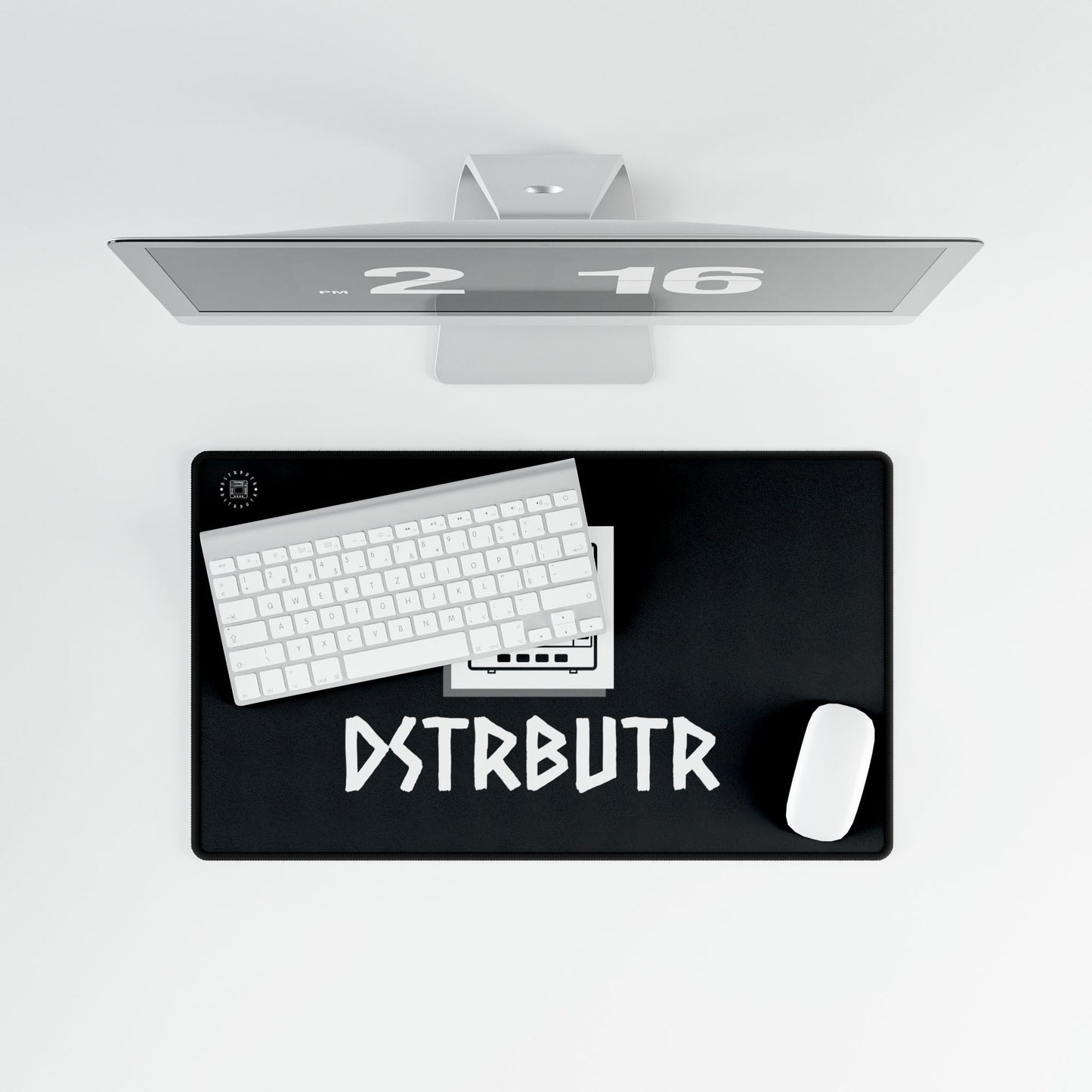 DSTRBUTR Gaming Desk Mat - Black with White