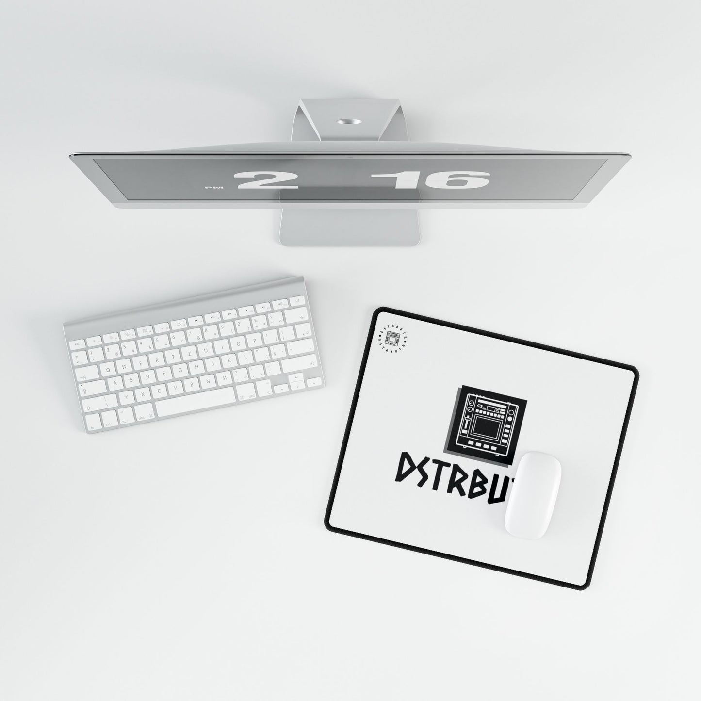 DSTRBUTR Gaming Desk Mat - White with Black