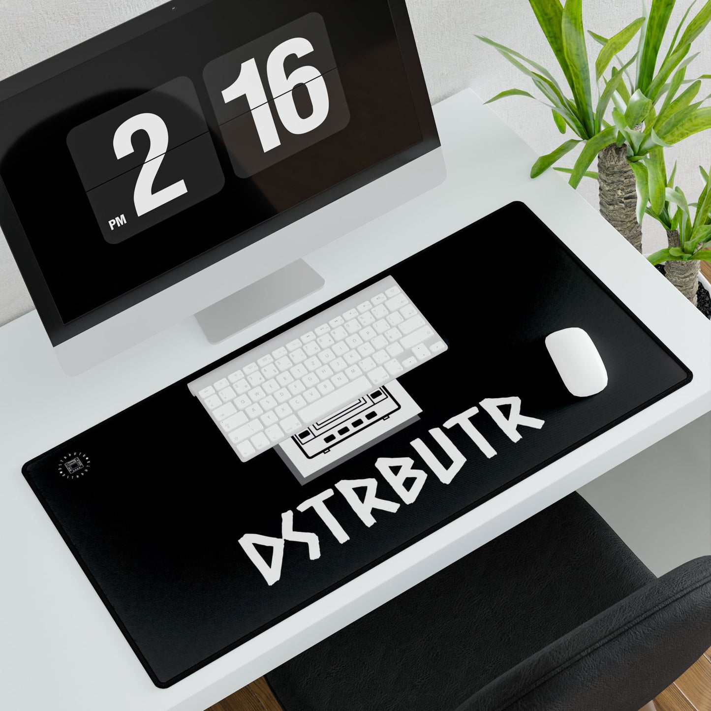 DSTRBUTR Gaming Desk Mat - Black with White