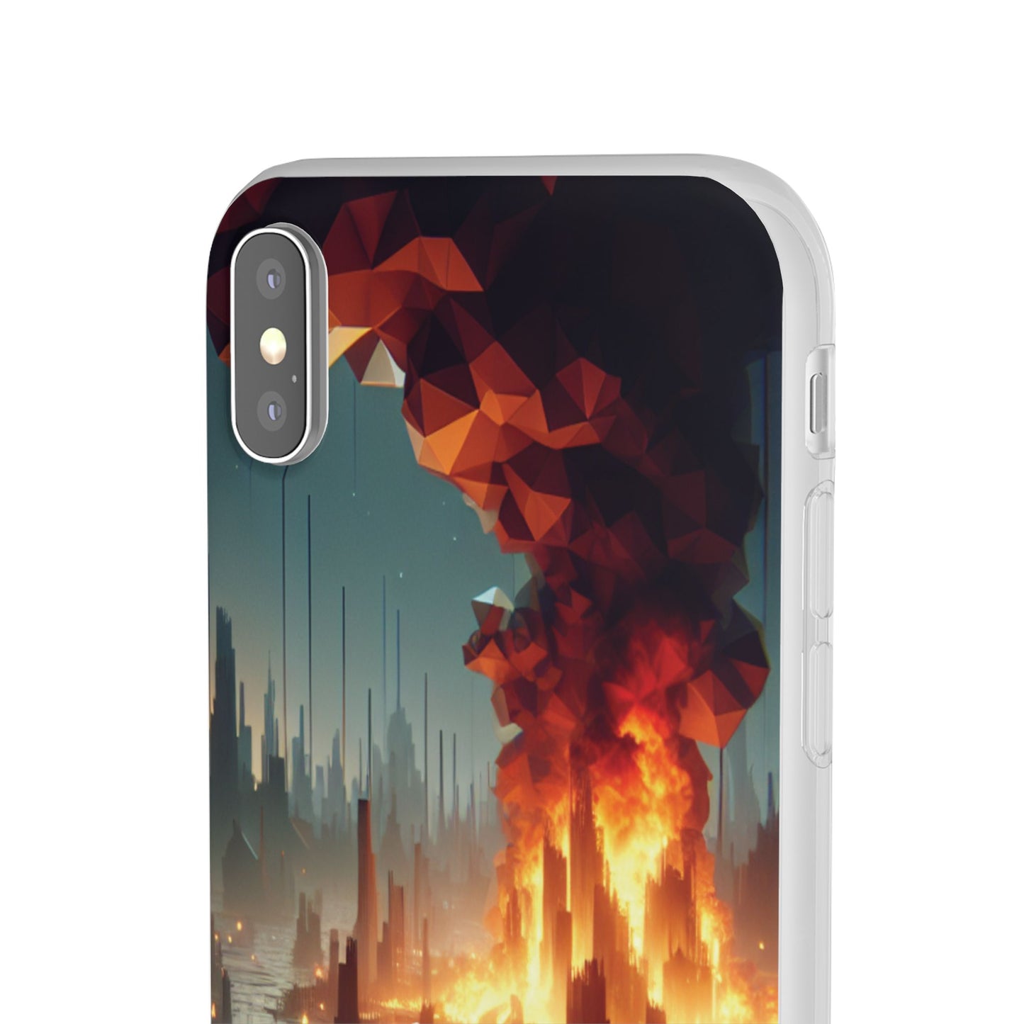 DSTRBUTR Flexi Cases with Fiery Cityscape Design – Perfect for Tech Enthusiasts and Gamers