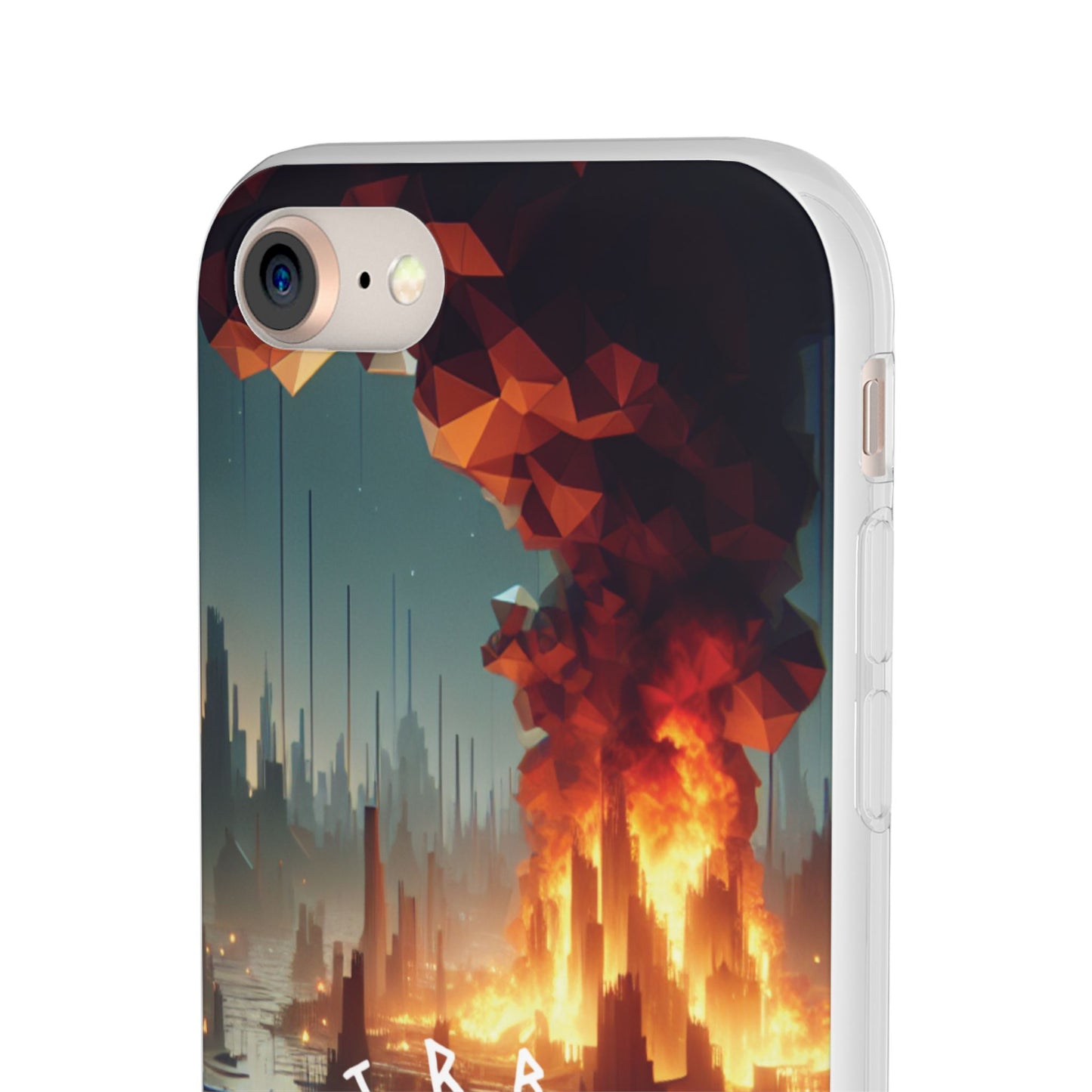 DSTRBUTR Flexi Cases with Fiery Cityscape Design – Perfect for Tech Enthusiasts and Gamers