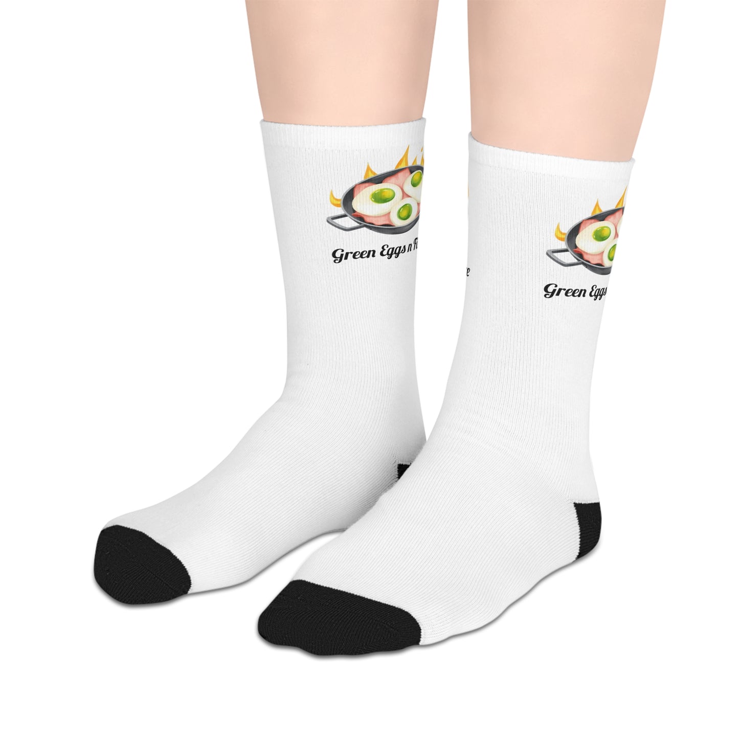 Green Eggs n Fire Mid Length Socks