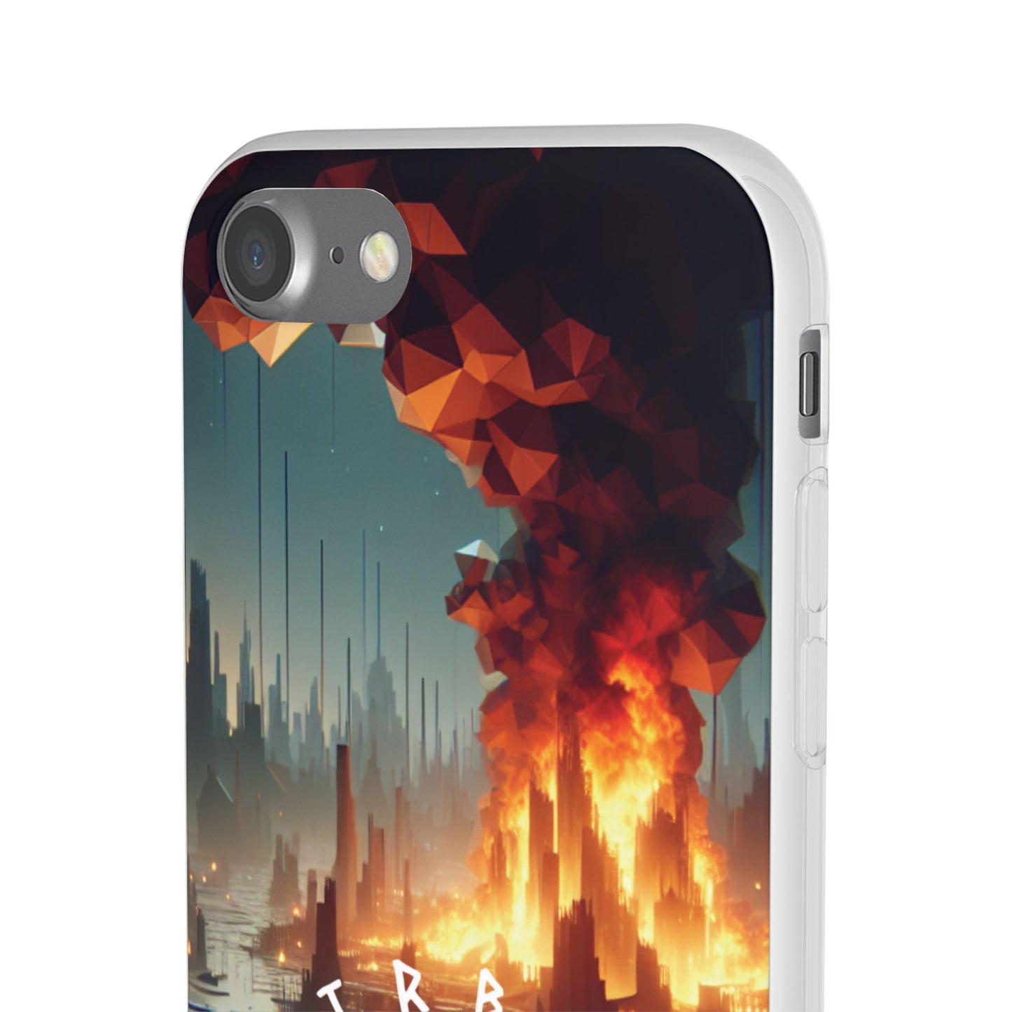 DSTRBUTR Flexi Cases with Fiery Cityscape Design – Perfect for Tech Enthusiasts and Gamers