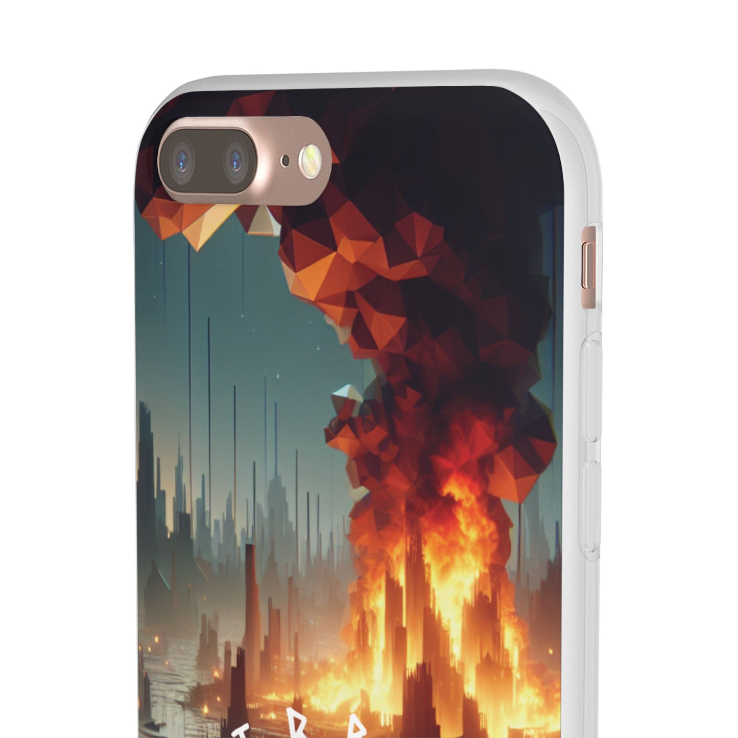 DSTRBUTR Flexi Cases with Fiery Cityscape Design – Perfect for Tech Enthusiasts and Gamers