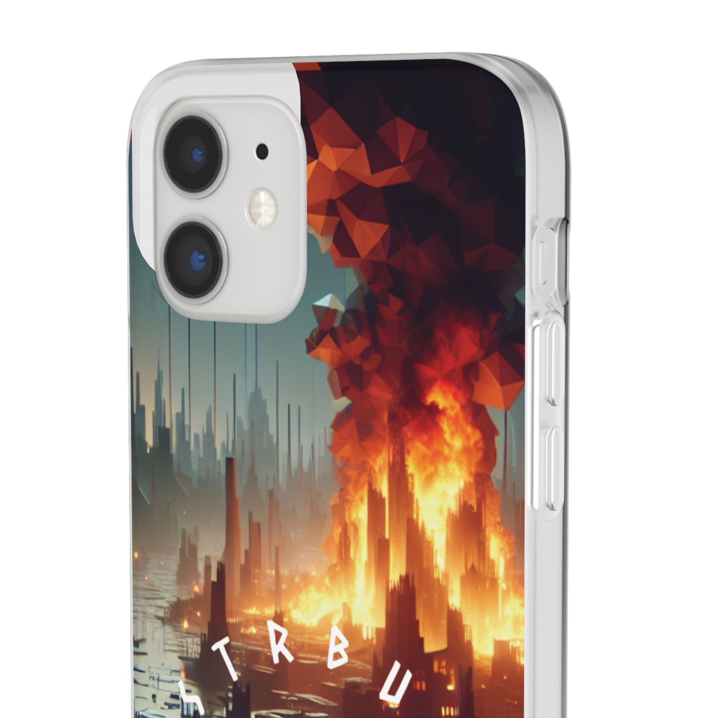 DSTRBUTR Flexi Cases with Fiery Cityscape Design – Perfect for Tech Enthusiasts and Gamers