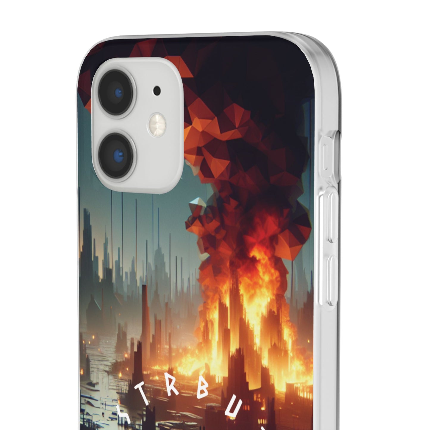 DSTRBUTR Flexi Cases with Fiery Cityscape Design – Perfect for Tech Enthusiasts and Gamers