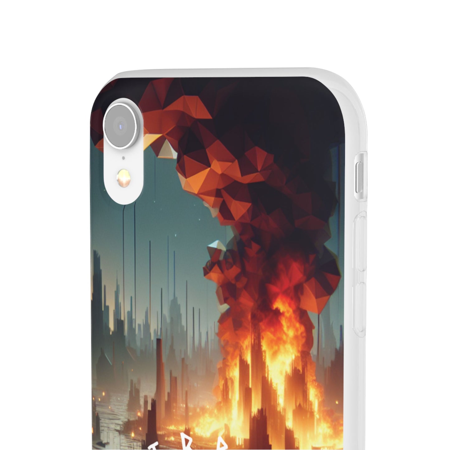 DSTRBUTR Flexi Cases with Fiery Cityscape Design – Perfect for Tech Enthusiasts and Gamers