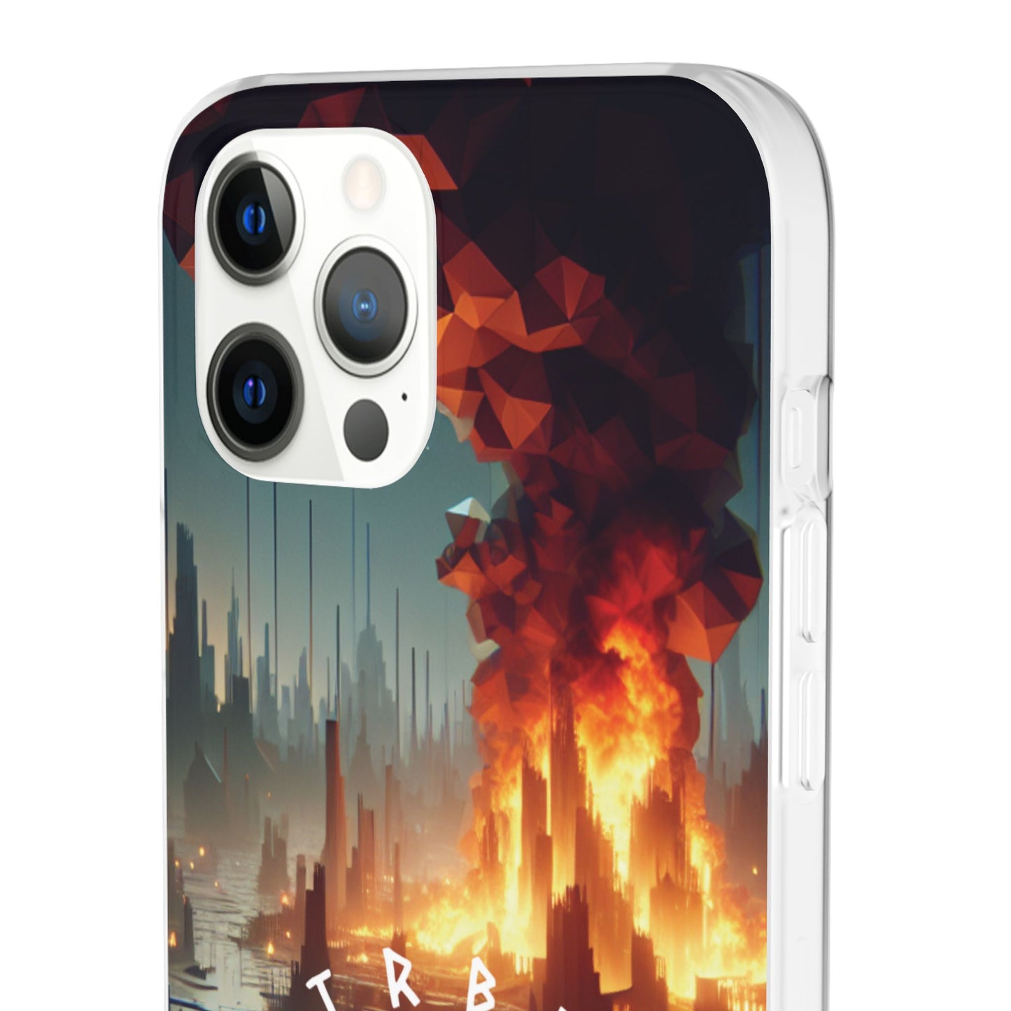 DSTRBUTR Flexi Cases with Fiery Cityscape Design – Perfect for Tech Enthusiasts and Gamers