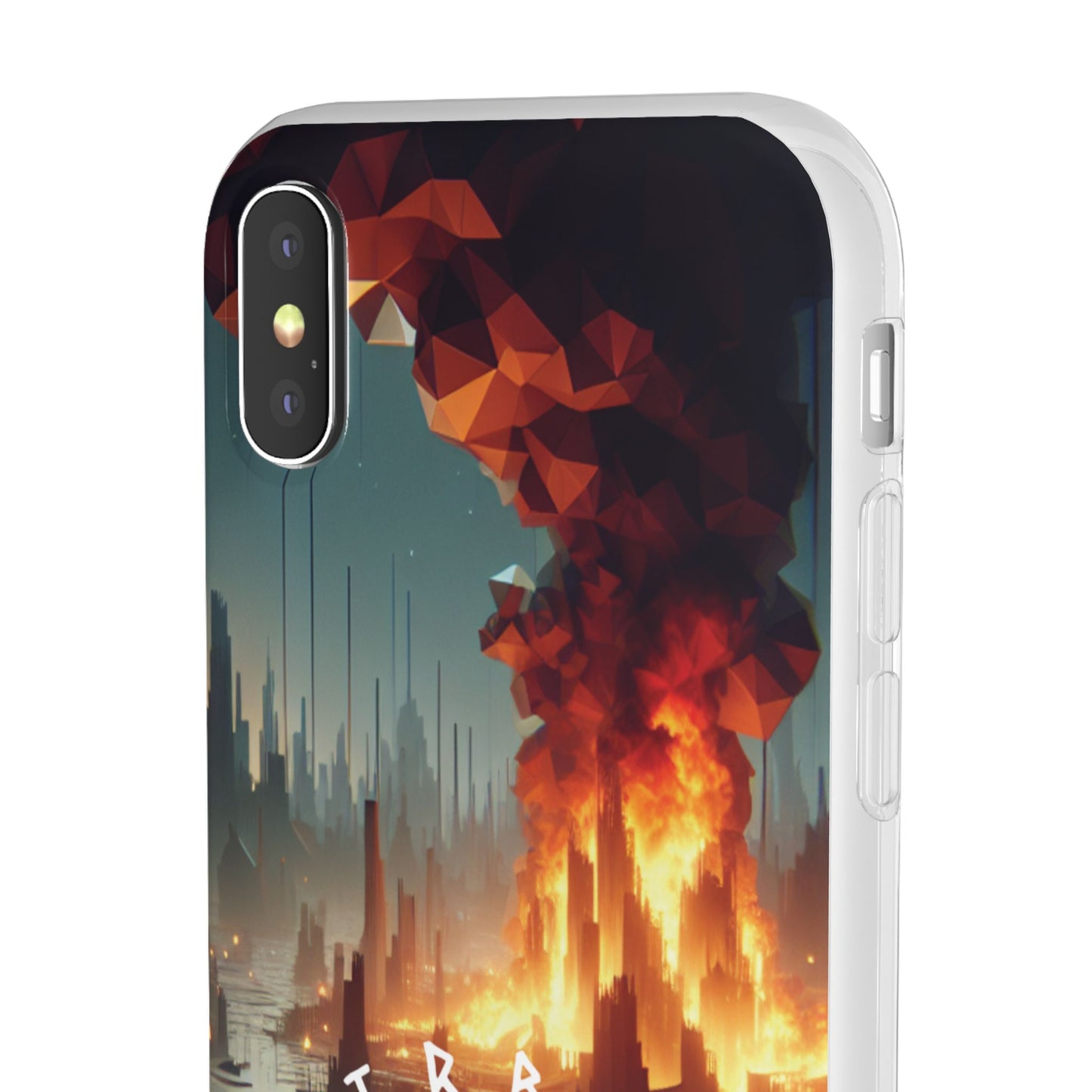 DSTRBUTR Flexi Cases with Fiery Cityscape Design – Perfect for Tech Enthusiasts and Gamers