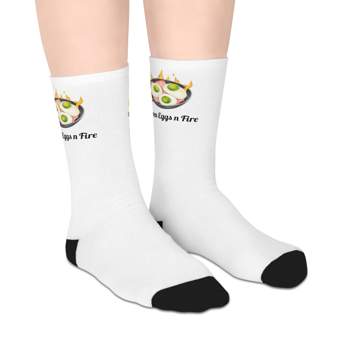 Green Eggs n Fire Mid Length Socks