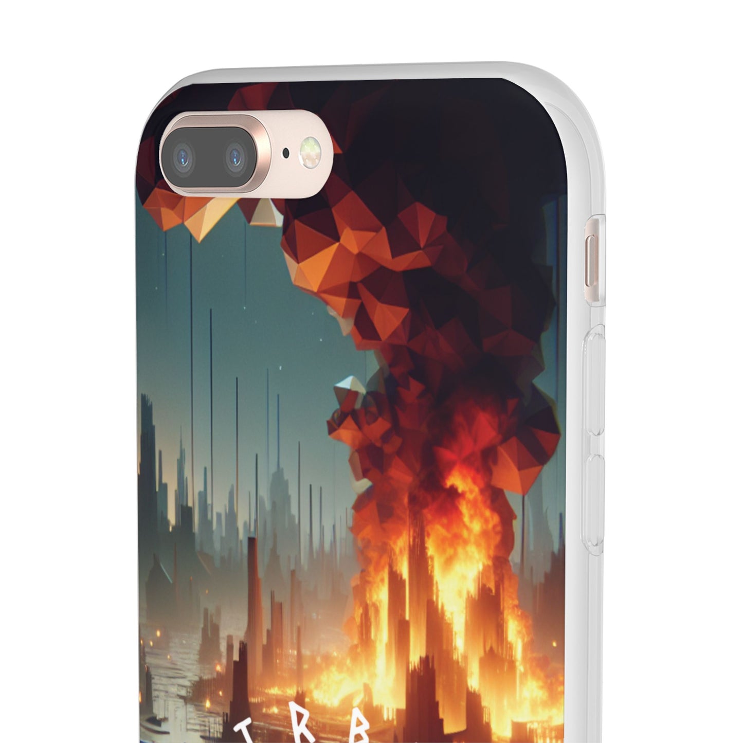 DSTRBUTR Flexi Cases with Fiery Cityscape Design – Perfect for Tech Enthusiasts and Gamers